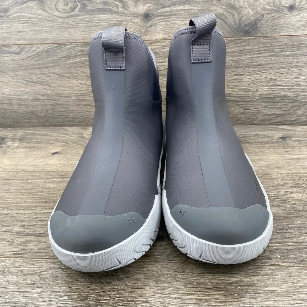 Under Armour Storm Proof Mens Grey Lime Green Slip On Boots 3026906-101 Size 10